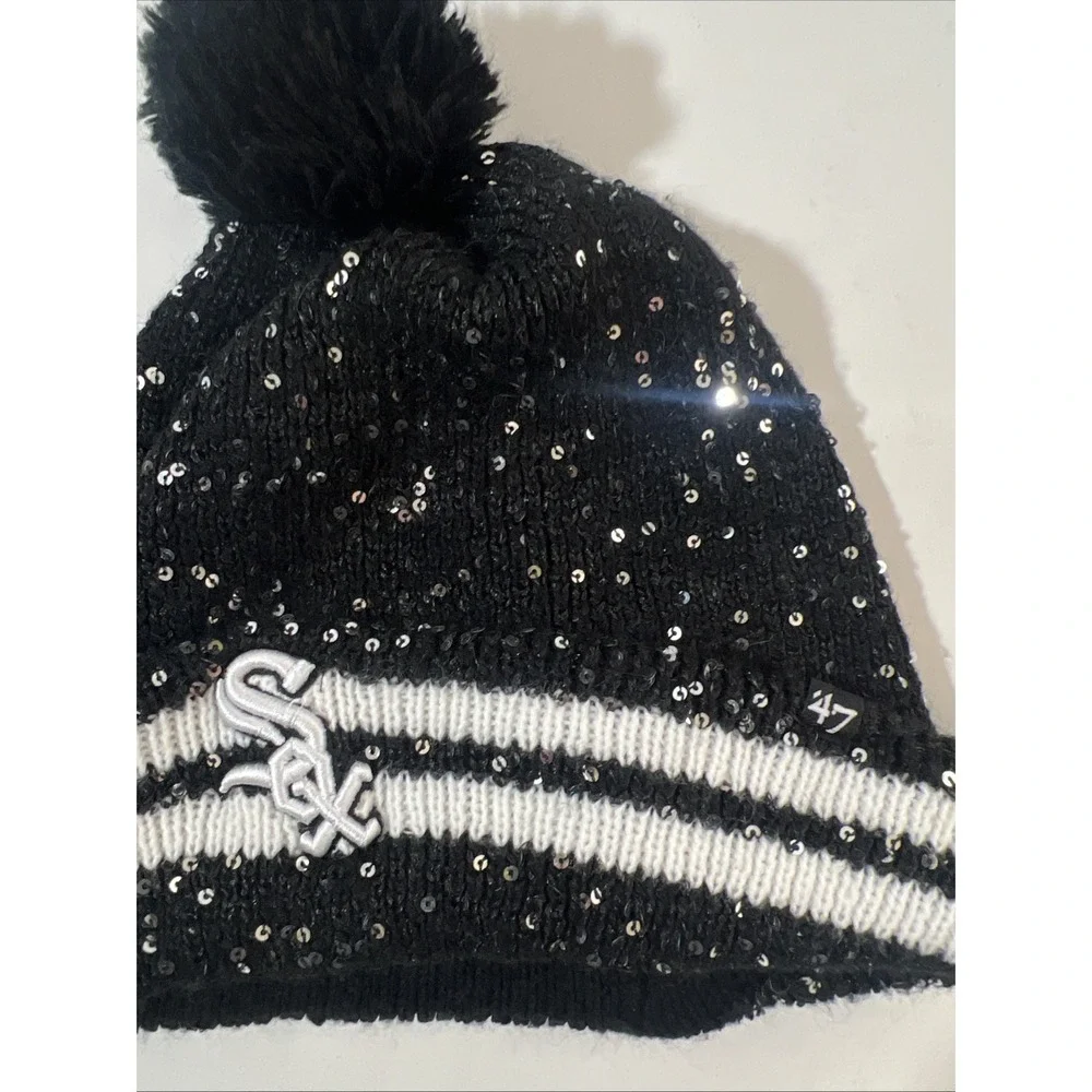 Chicago White‎ Sox 47 Brand Knit Beanie Black Glitter One Size Womens MLB